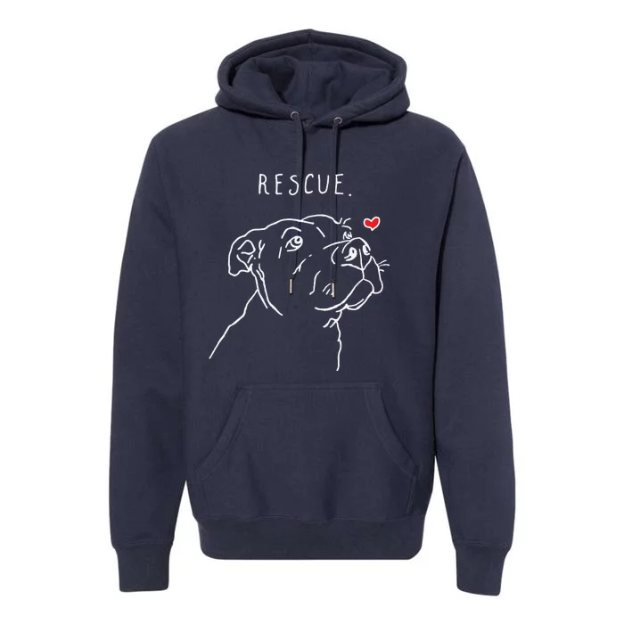 Rescue Dog Pitbull Drawing Rescue Mom Premium Hoodie