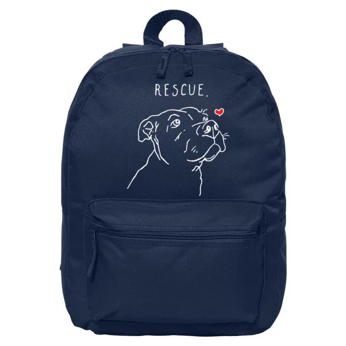 Rescue Dog Pitbull Drawing Rescue Mom 16 in Basic Backpack