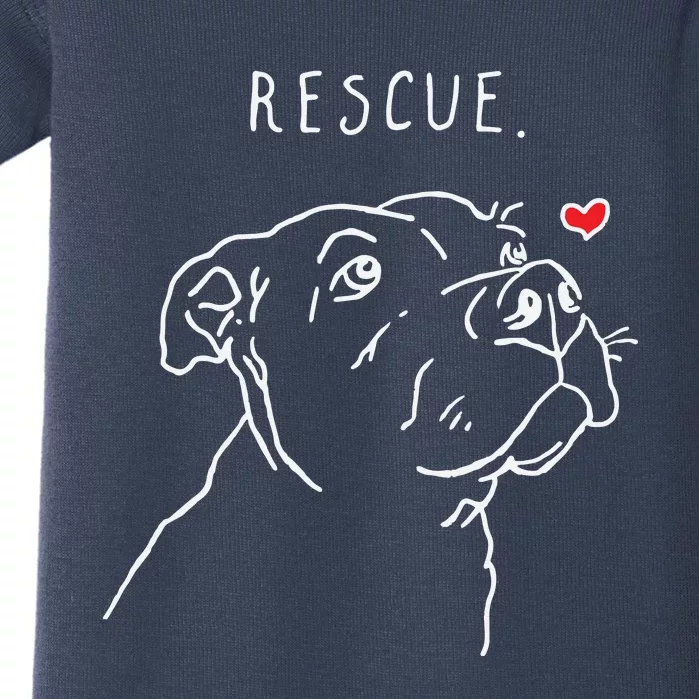 Rescue Dog Pitbull Drawing Rescue Mom Baby Bodysuit