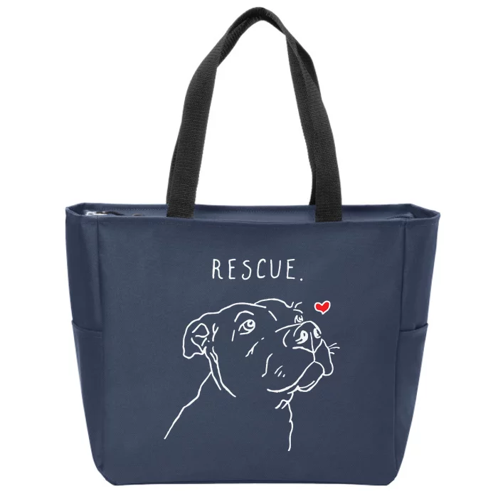 Rescue Dog Pitbull Drawing Rescue Mom Zip Tote Bag