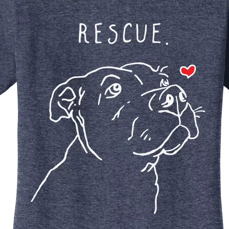 Rescue Dog Pitbull Drawing Rescue Mom Women's T-Shirt