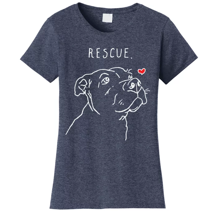 Rescue Dog Pitbull Drawing Rescue Mom Women's T-Shirt