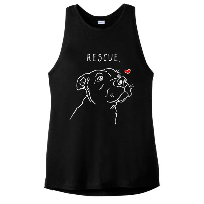 Rescue Dog, Pitbull Drawing, Rescue Mom, Adopt Don't Shop Ladies Tri-Blend Wicking Tank