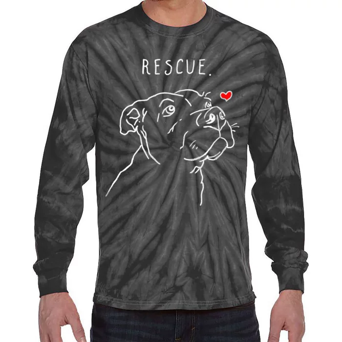 Rescue Dog, Pitbull Drawing, Rescue Mom, Adopt Don't Shop Tie-Dye Long Sleeve Shirt