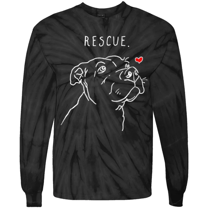 Rescue Dog, Pitbull Drawing, Rescue Mom, Adopt Don't Shop Tie-Dye Long Sleeve Shirt