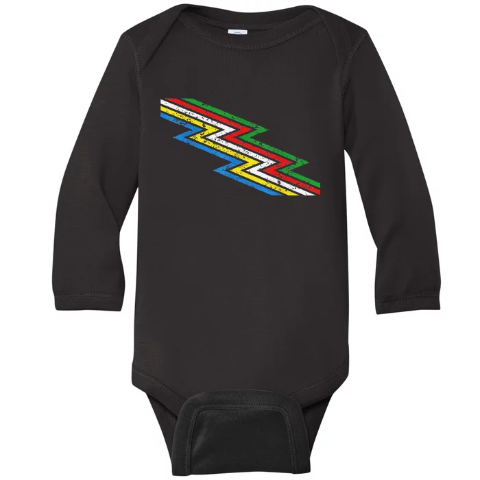 Retro Disability Pride Flag Awareness Baby Long Sleeve Bodysuit