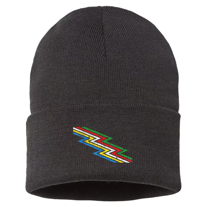 Retro Disability Pride Flag Awareness Sustainable Knit Beanie