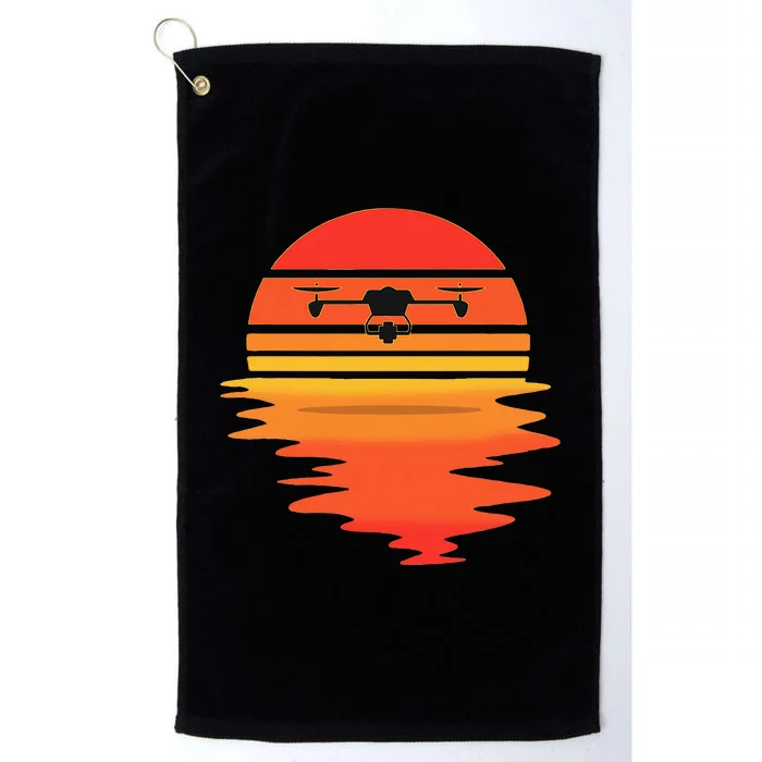 Retro Drone Pilot Vintage Sunset Aviator Flying Quadcopter Platinum Collection Golf Towel