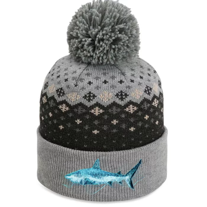 Retro Digital Polygon Shark The Baniff Cuffed Pom Beanie