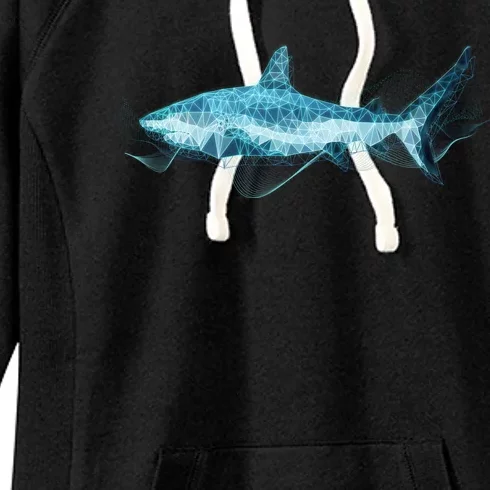 Retro Digital Polygon Shark Women's Fleece Hoodie