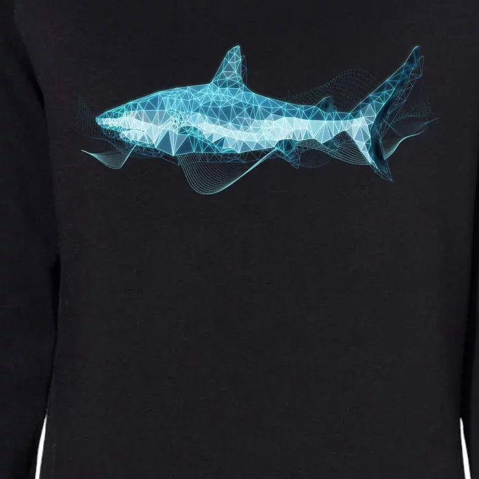 Retro Digital Polygon Shark Womens California Wash Sweatshirt