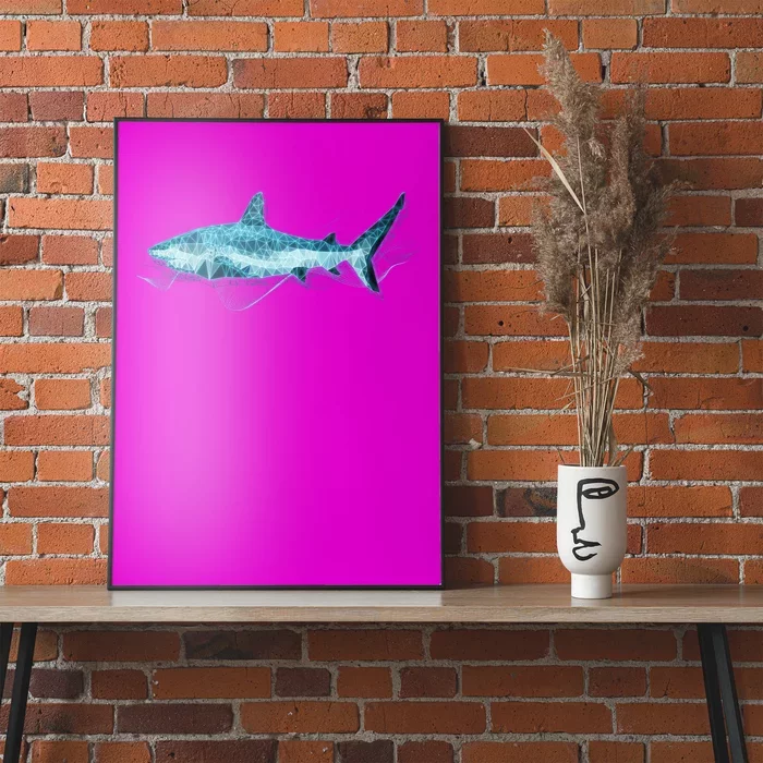 Retro Digital Polygon Shark Poster