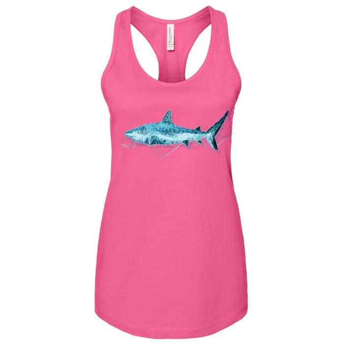 Retro Digital Polygon Shark Women's Racerback Tank