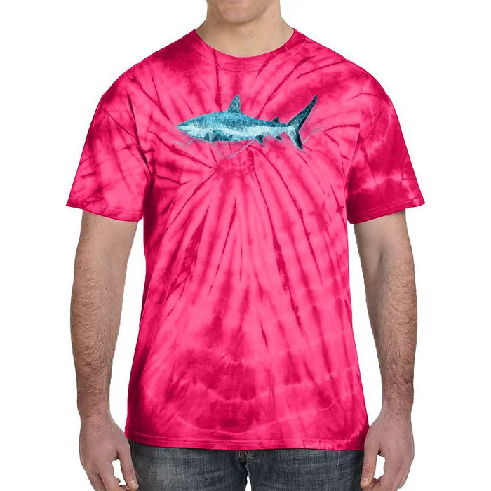 Retro Digital Polygon Shark Tie-Dye T-Shirt