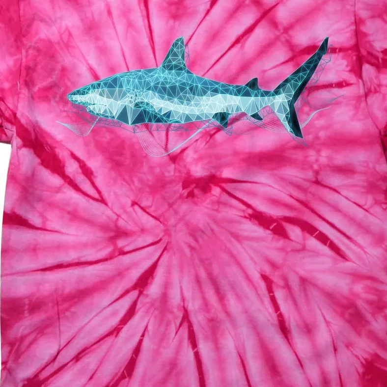 Retro Digital Polygon Shark Tie-Dye T-Shirt