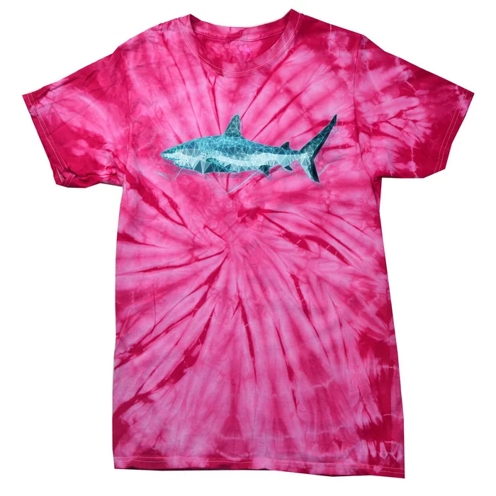 Retro Digital Polygon Shark Tie-Dye T-Shirt