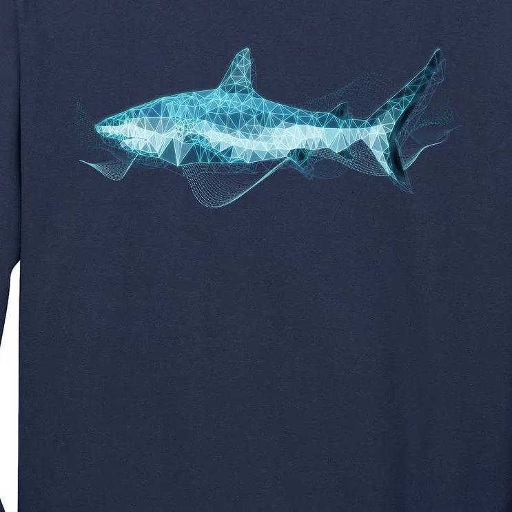 Retro Digital Polygon Shark Tall Long Sleeve T-Shirt