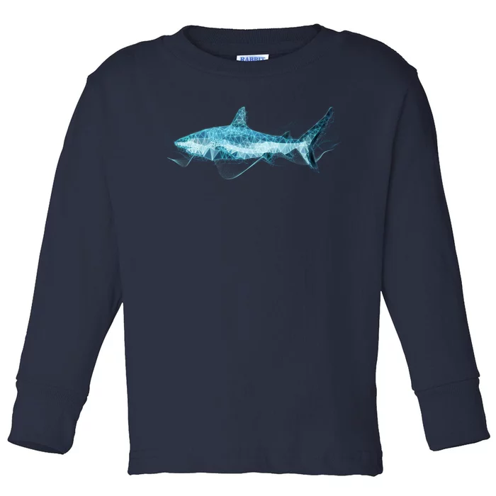 Retro Digital Polygon Shark Toddler Long Sleeve Shirt