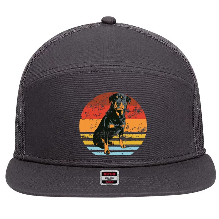 Rottweiler Dogs Retro Style Rottie Cool Cute Pet Doglover 7 Panel Mesh Trucker Snapback Hat