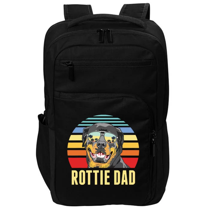 Rottie Dad Rottweiler Dog Vintage Retro Sunset Beach Vibe Impact Tech Backpack