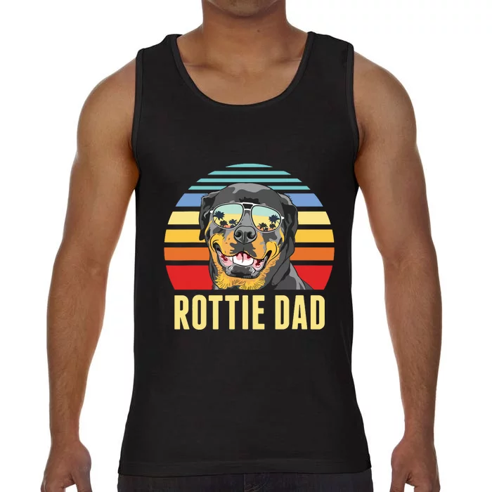 Rottie Dad Rottweiler Dog Vintage Retro Sunset Beach Vibe Comfort Colors® Tank Top