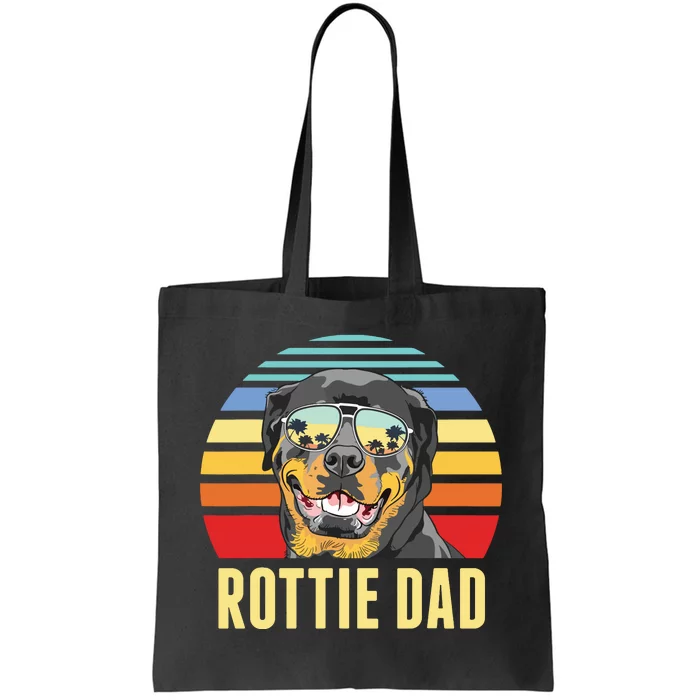 Rottie Dad Rottweiler Dog Vintage Retro Sunset Beach Vibe Tote Bag