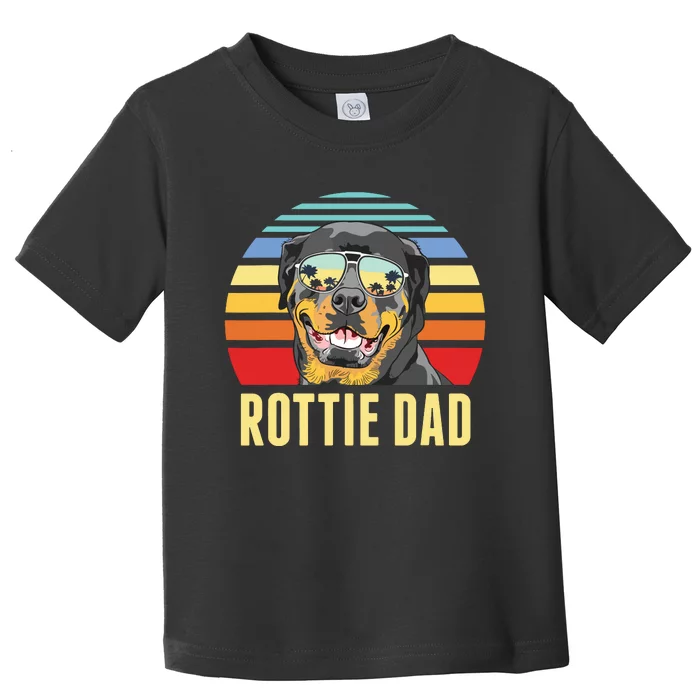 Rottie Dad Rottweiler Dog Vintage Retro Sunset Beach Vibe Toddler T-Shirt