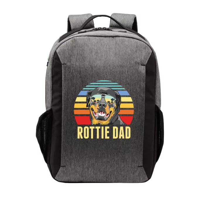 Rottie Dad Rottweiler Dog Vintage Retro Sunset Beach Vibe Vector Backpack