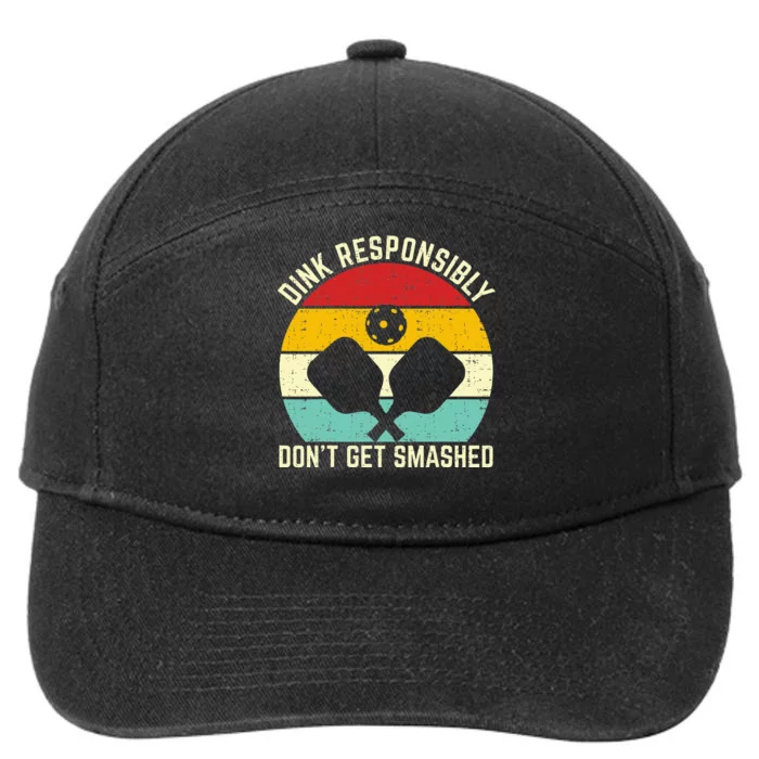 retro dink responsibly don't get smashed pickleball 7-Panel Snapback Hat