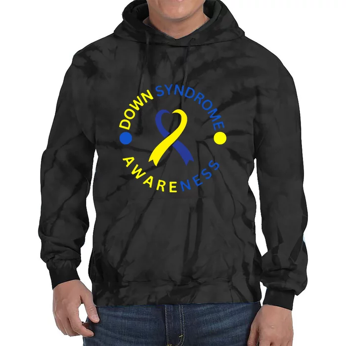 Ribbon Down Right Perfect Down Syndrome Awareness Gift Tie Dye Hoodie