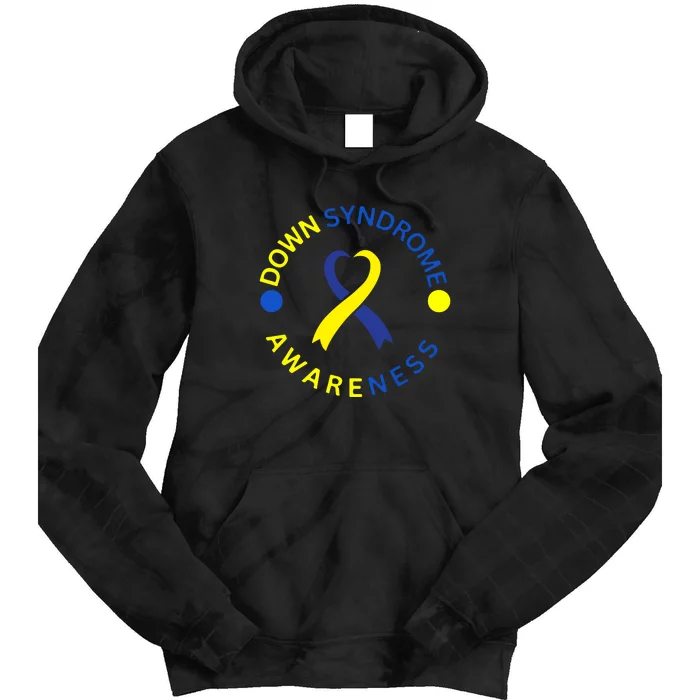 Ribbon Down Right Perfect Down Syndrome Awareness Gift Tie Dye Hoodie