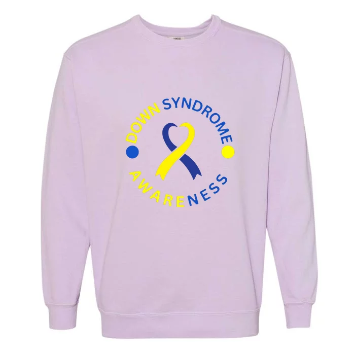 Ribbon Down Right Perfect Down Syndrome Awareness Gift Garment-Dyed Sweatshirt