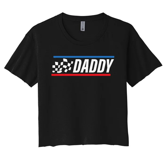 Racing Dad Race Car Pit Crew Birthday gifts for dad Women's Crop Top Tee