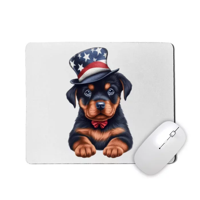 Rottweiler Dog Rottie Puppy USA Flag Cute Rottweilers Dogs Mousepad