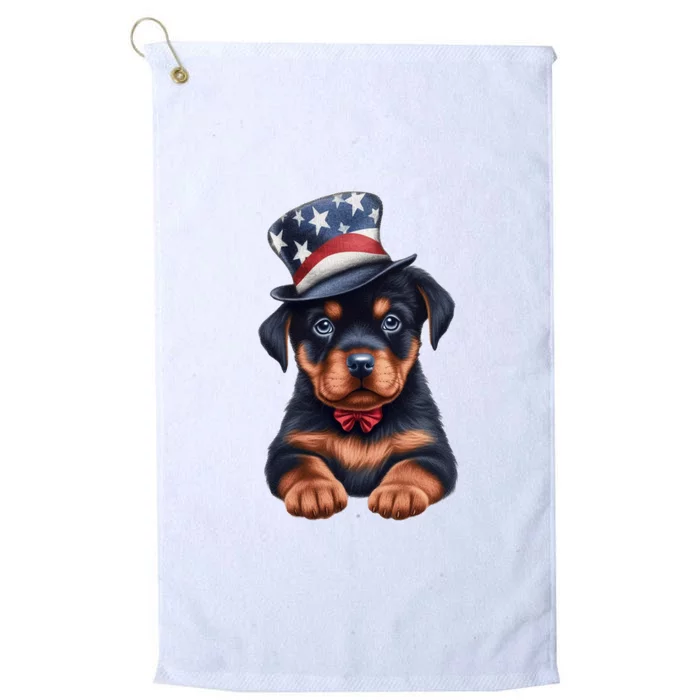 Rottweiler Dog Rottie Puppy USA Flag Cute Rottweilers Dogs Platinum Collection Golf Towel