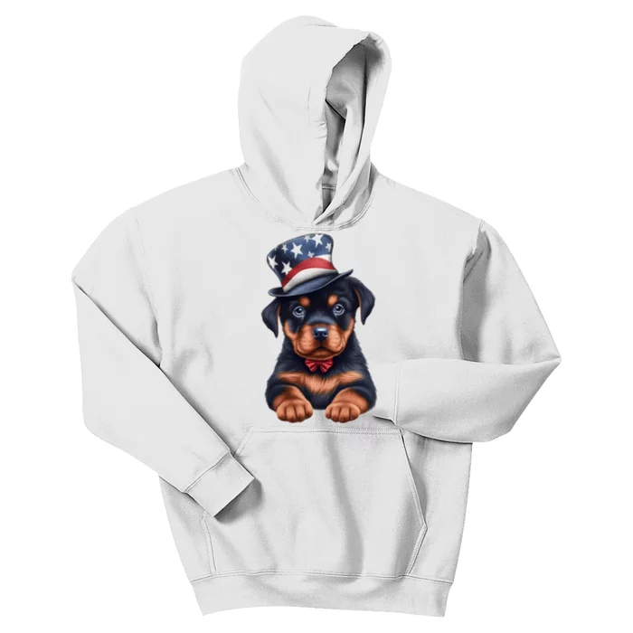 Rottweiler Dog Rottie Puppy USA Flag Cute Rottweilers Dogs Kids Hoodie