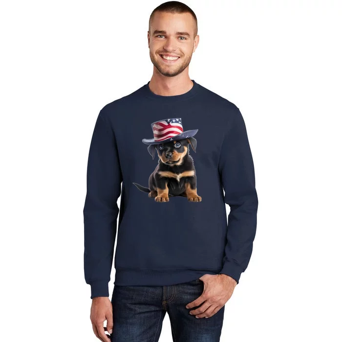 Rottweiler Dog Rottie Puppy USA Flag Cute Rottweilers Dogs Tall Sweatshirt