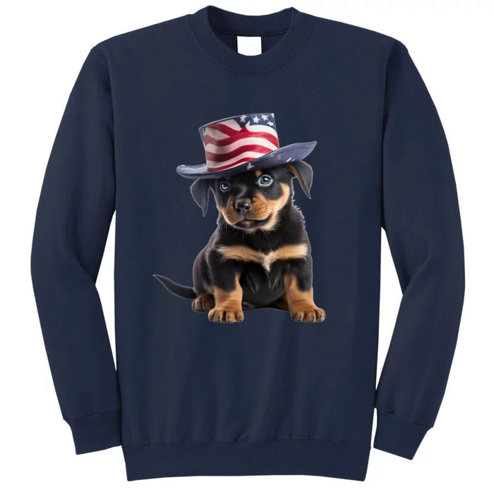 Rottweiler Dog Rottie Puppy USA Flag Cute Rottweilers Dogs Tall Sweatshirt