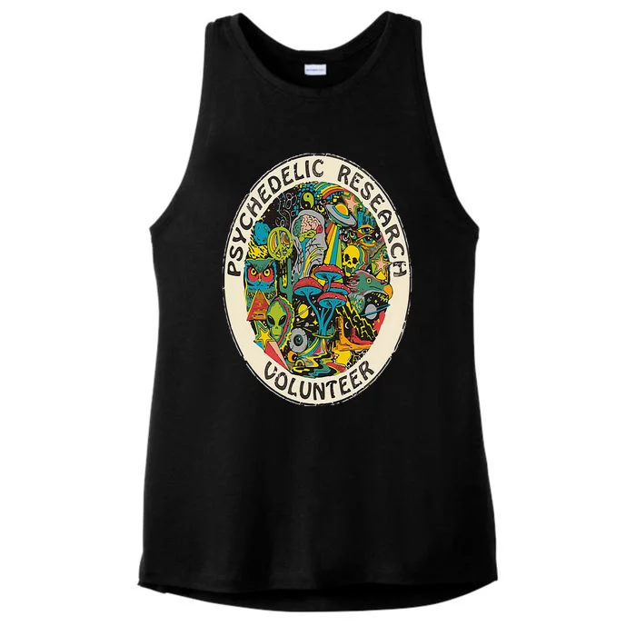 Retro Design Research Volunteer Psychedelic Mushroom Vintage Ladies Tri-Blend Wicking Tank