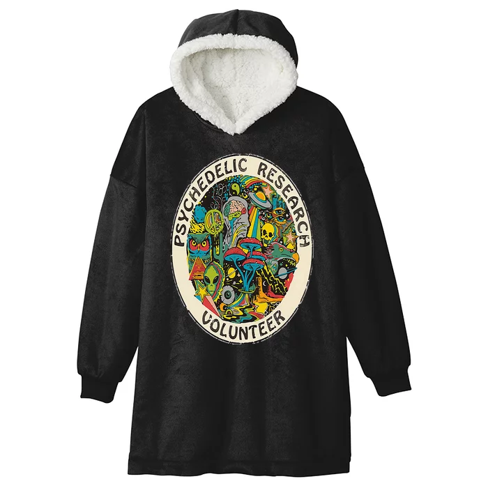 Retro Design Research Volunteer Psychedelic Mushroom Vintage Hooded Wearable Blanket