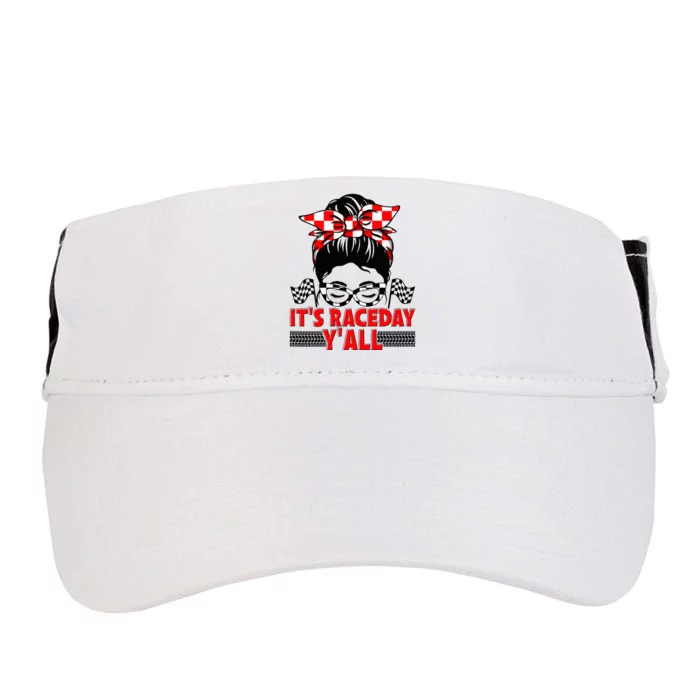 Race Day Ready Checkered Flag Racing Messy Bun Headband Adult Drive Performance Visor