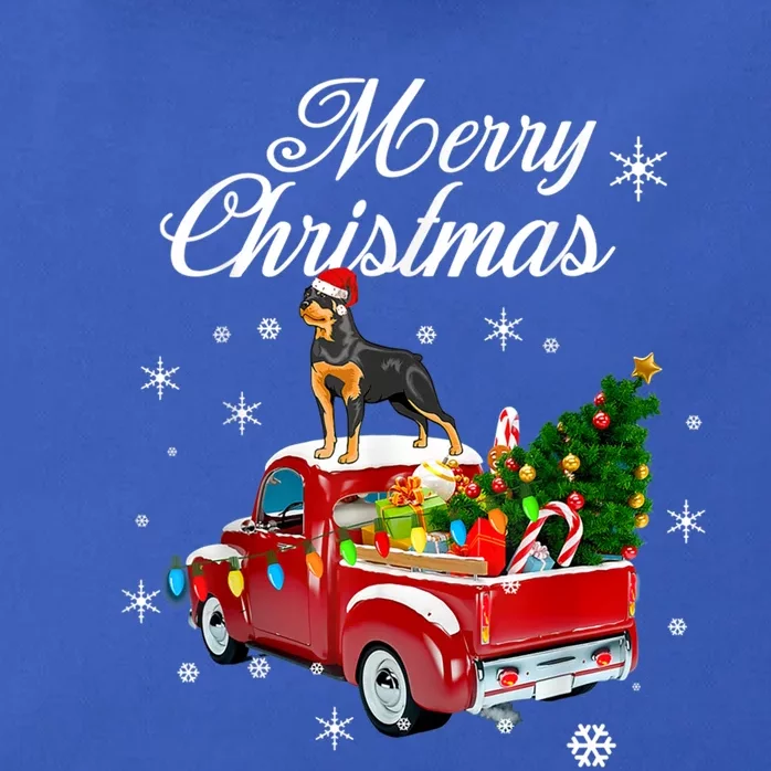 Rottweiler Dog Riding Red Truck Christmas Tree Xmas Dog Funny Gift Zip Tote Bag