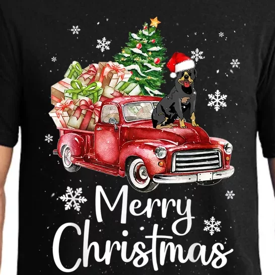 Rottweiler Dog Riding Red Truck Christmas Tree Xmas Dog Cute Gift Pajama Set