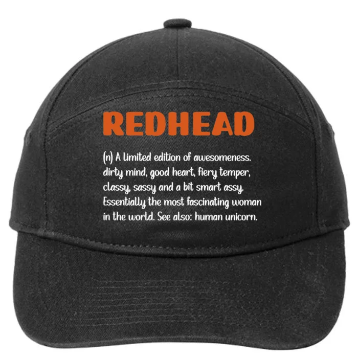 Redhead Definition RedHaired Woman Redhead Red Hair 7-Panel Snapback Hat