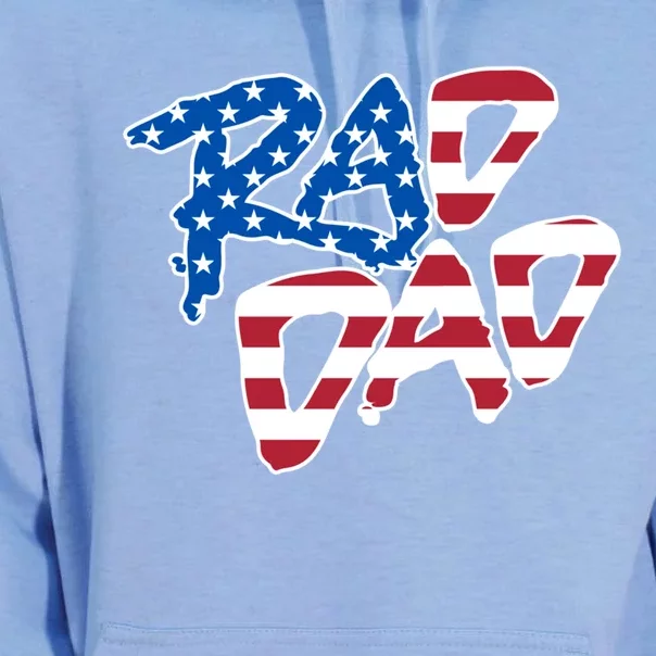 Rad Dad Retro 4th Of July Usa Flag Great Gift Unisex Surf Hoodie