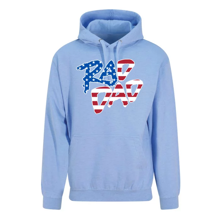 Rad Dad Retro 4th Of July Usa Flag Great Gift Unisex Surf Hoodie