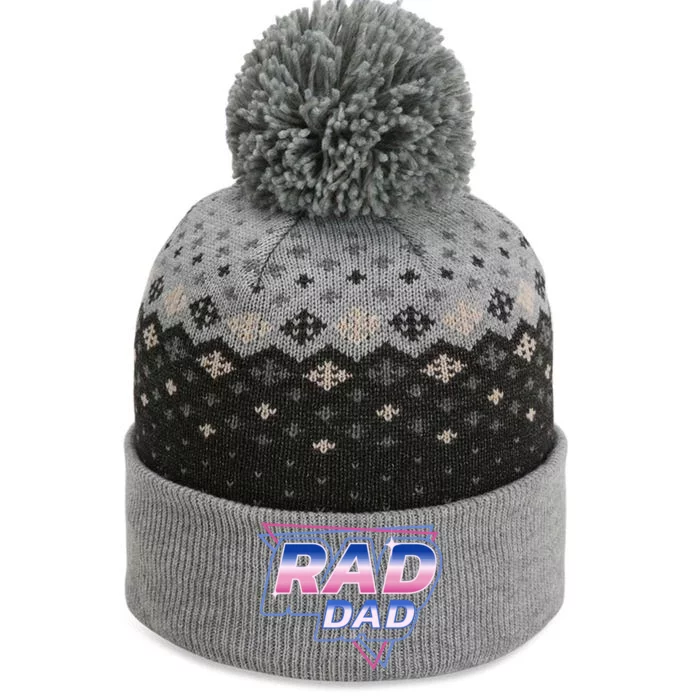 Rad Dad Retro Vintage 80s Synthwave The Baniff Cuffed Pom Beanie