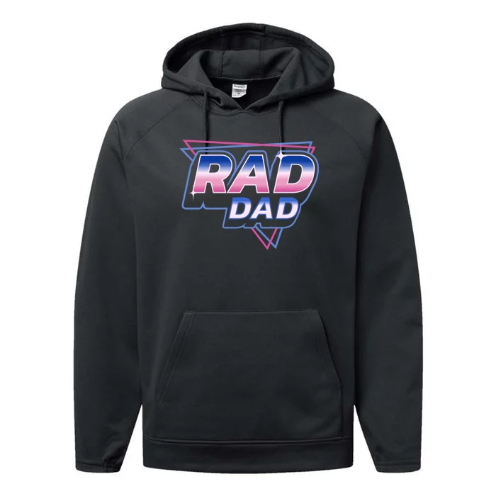 Rad Dad Retro Vintage 80s Synthwave Performance Fleece Hoodie