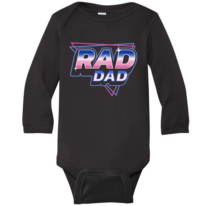 Rad Dad Retro Vintage 80s Synthwave Baby Long Sleeve Bodysuit