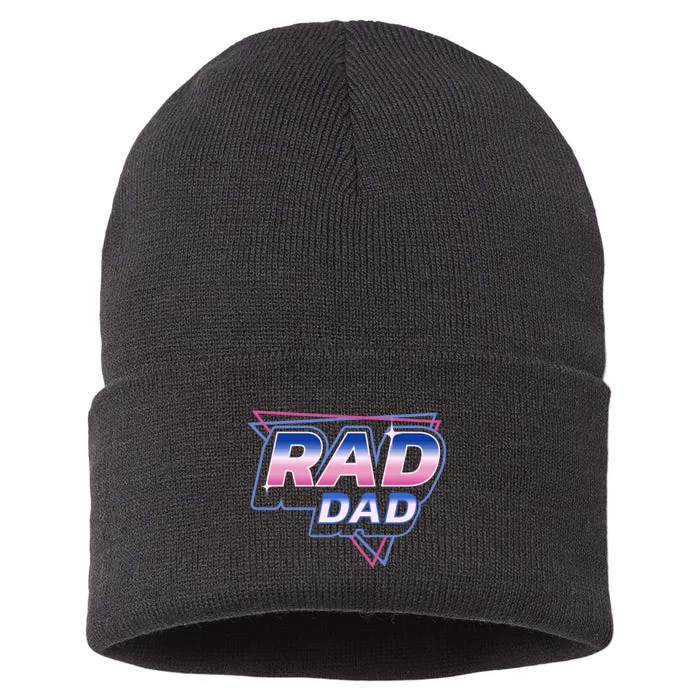 Rad Dad Retro Vintage 80s Synthwave Sustainable Knit Beanie